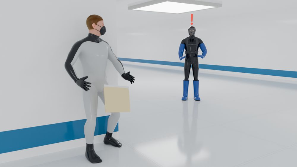 The spy gets spotted by a guard.