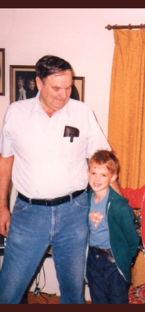 A badass old man and his nerdy grandson circa 1985 