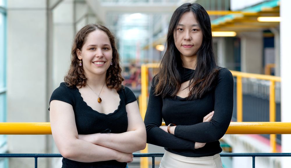 From left to right: Hadas Barabash and Leyi Yan in the University of Waterloo's Davis Centre