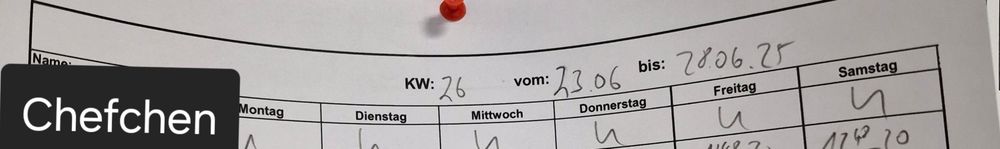 Dienstplan
Chefchen hat Urlaub.