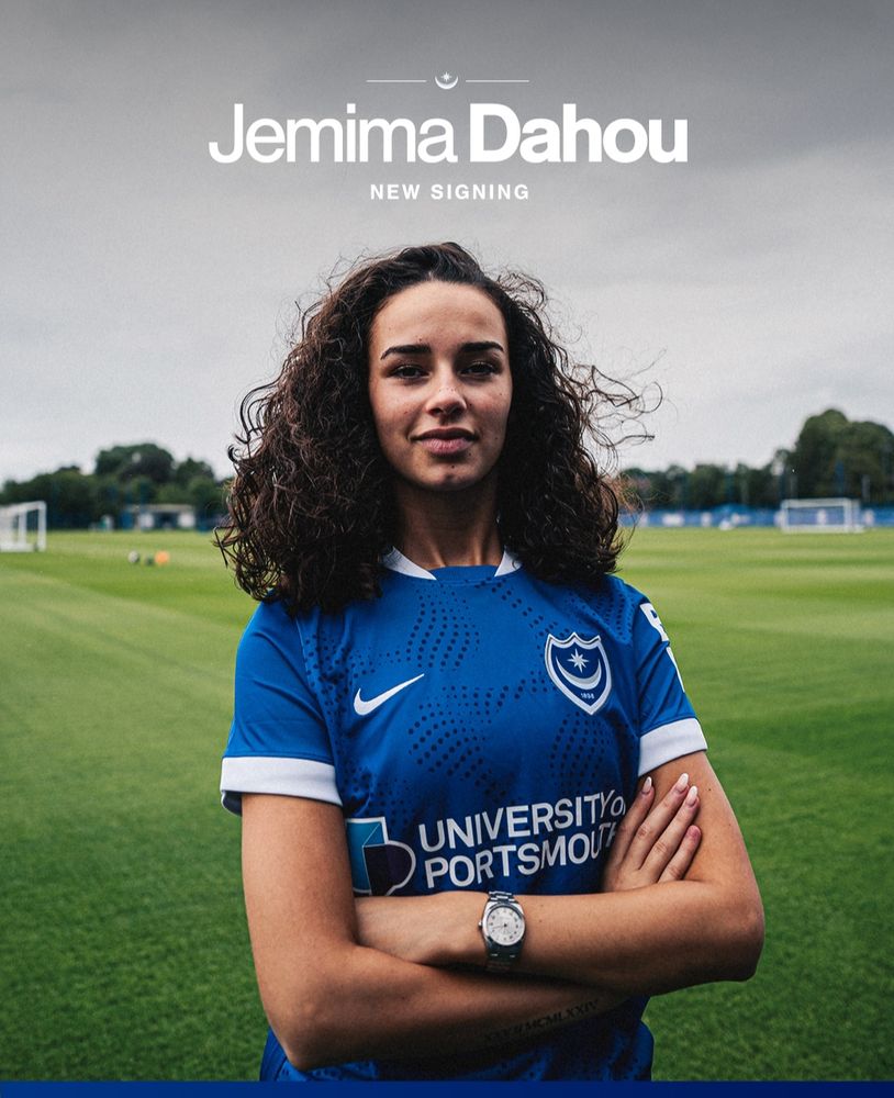 Jemima Dahou's signing graphic for Portsmouth.