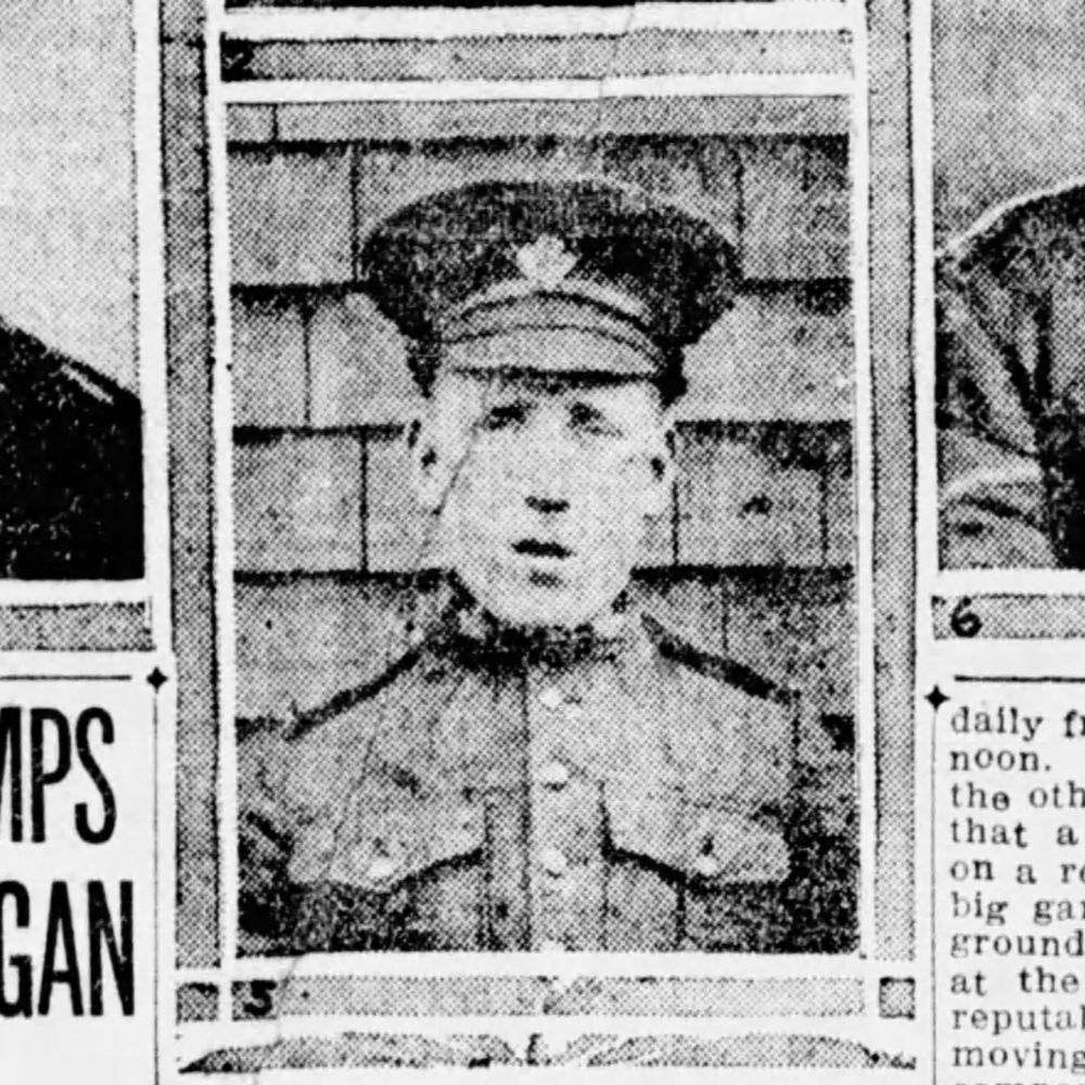 Newspaper clipping - photo of a young soldier