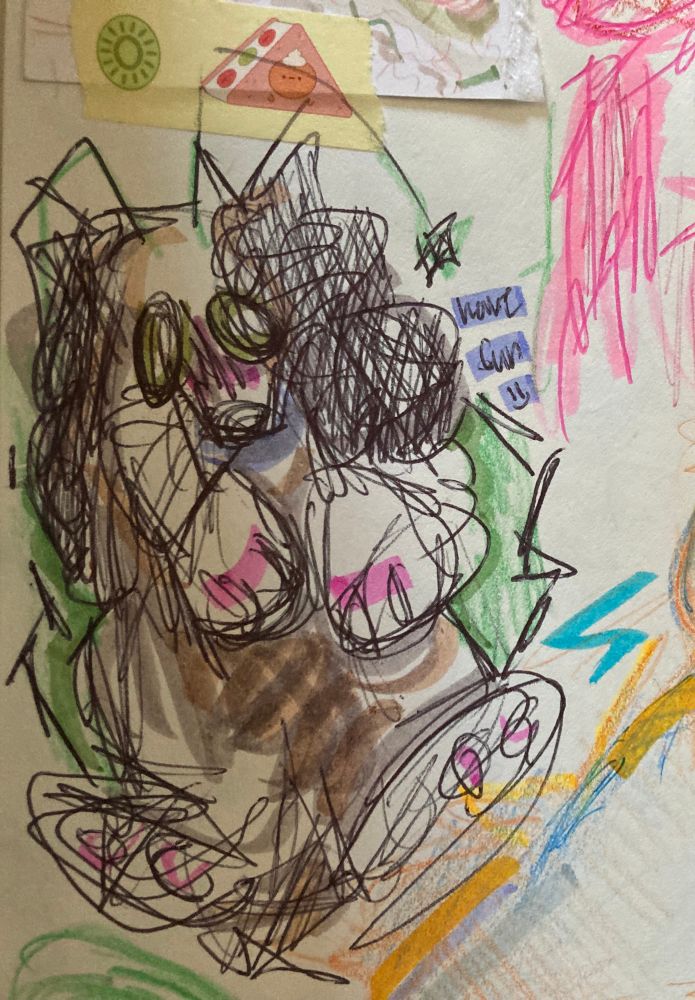 dog who is lacewing curled up with the text “have fun :)”