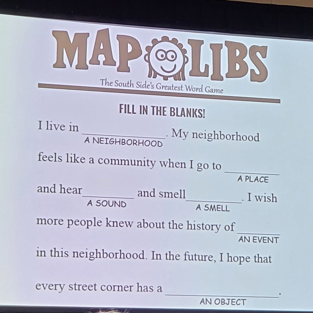 I live in [a neighborhood].
My neighborhood feels like a community when I go to [a place] and hear [a sound] and smell [a smell].
I wish more people knew about the history of [an event] in this neighborhood. 
In the future, I hope that every street corner has a [an object].