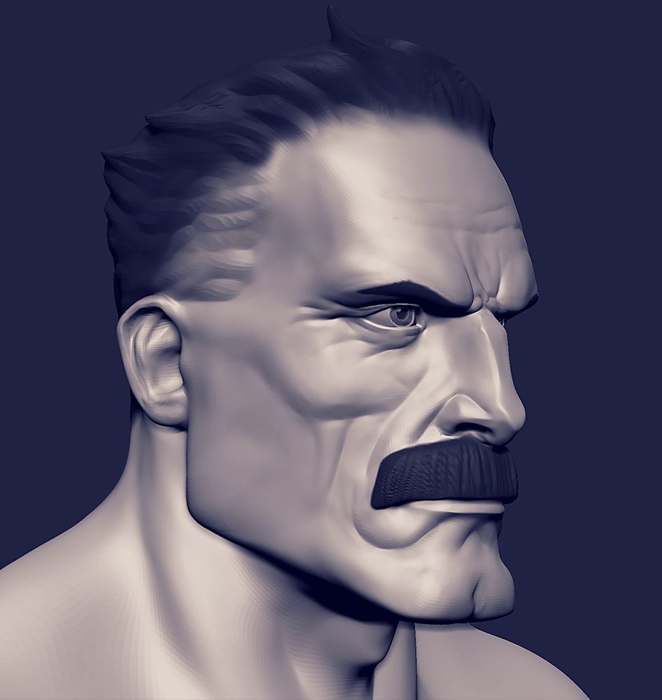 A ZBrush screenshot of basic 3D sculpt of the Omni Man character from the Invincible series