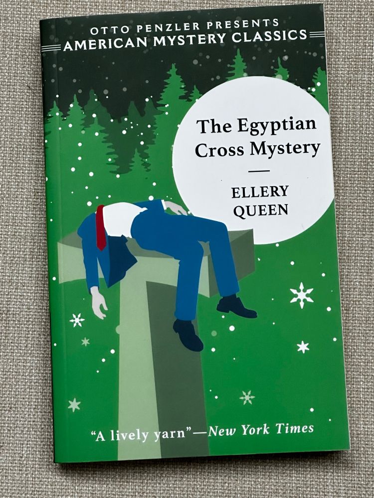 Cover of the book “The Egyptian Cross Mystery” by Ellery Queen.
