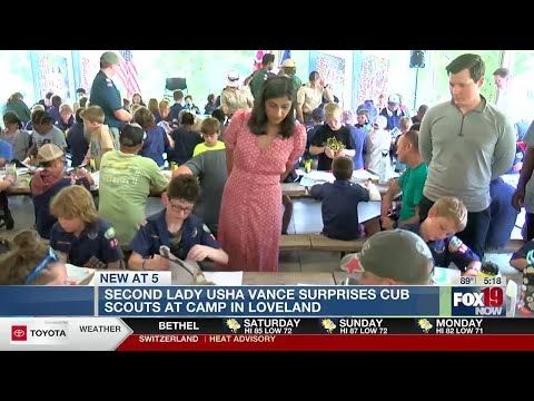 Second Lady Usha Vance surprises cub scouts at camp in Loveland