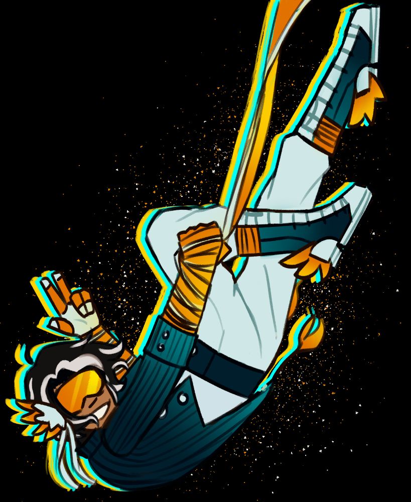 Laslo swinging in his magical boy transformation. 