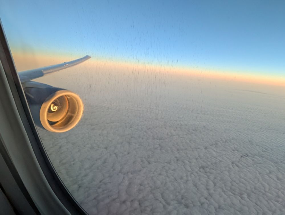 767-400ER wing at sunrise.