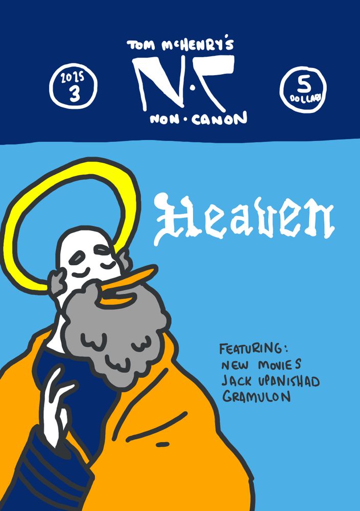 cover of a comics magazine featuring a pic of a duck St. Peter and the giant letters HEAVEN