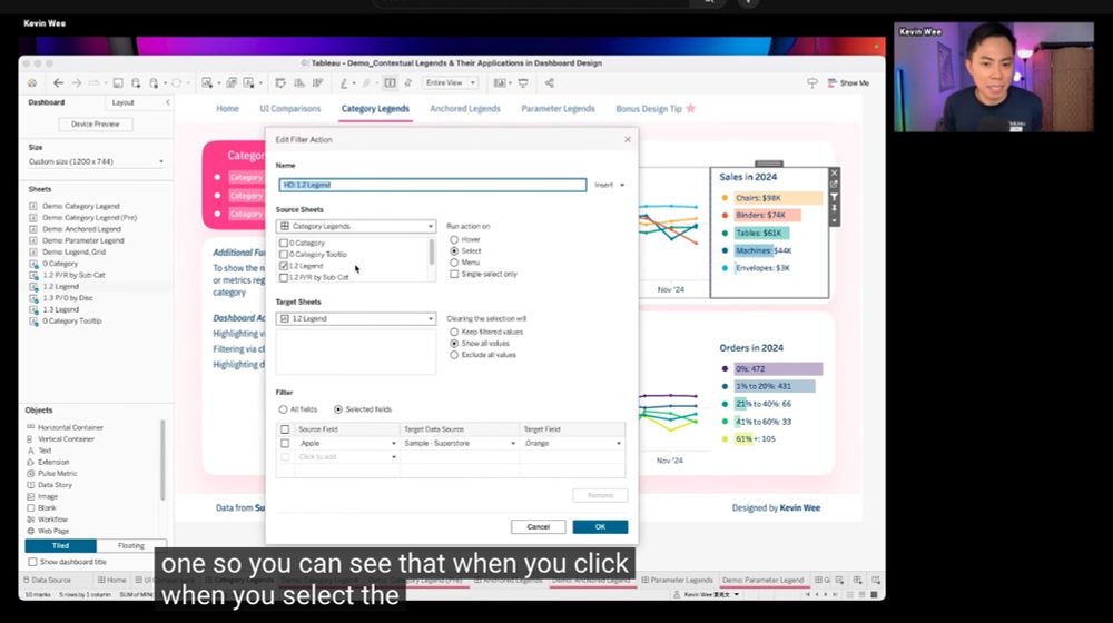 Kevin Wee explained how to transform a traditional colored bar chart into a contextual color legend with expanded functionality.