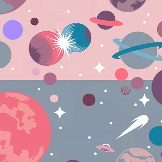 A close-up of an outer space-themed digital design.