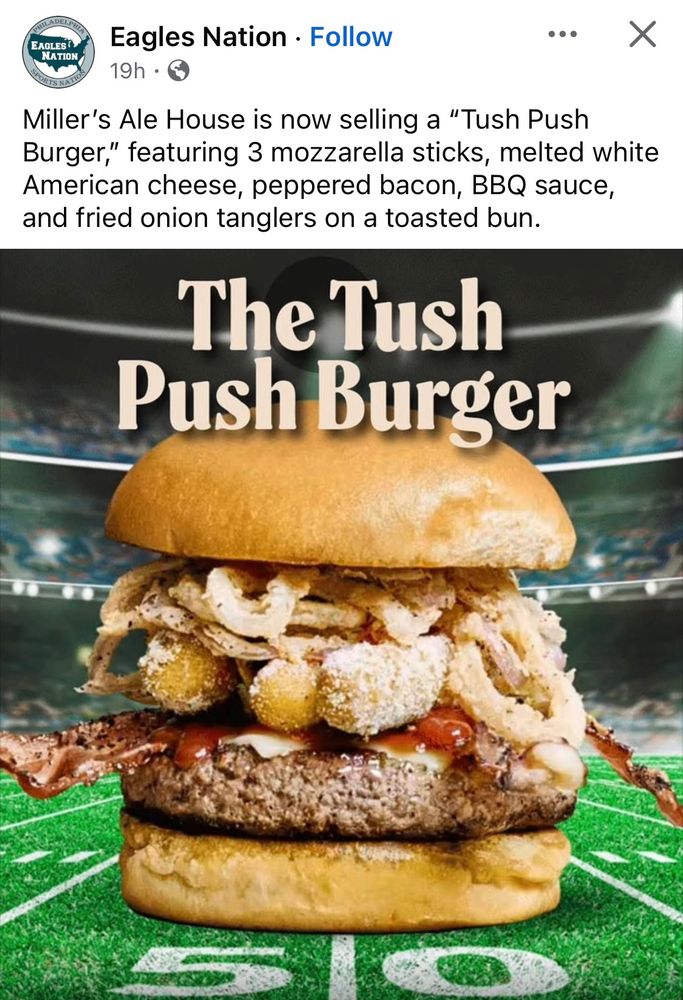 social media post from Eagles Nation the caption reads “Miller's Ale House is now selling a 