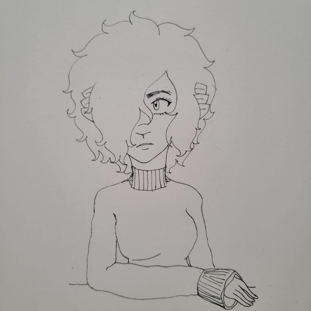 A female anthropomorphic monkey looking fierce in a sweater.