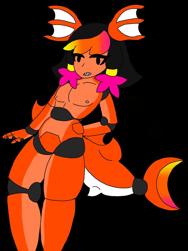 Switchsona dressed and accessorized as a fish, sloppily drawn.