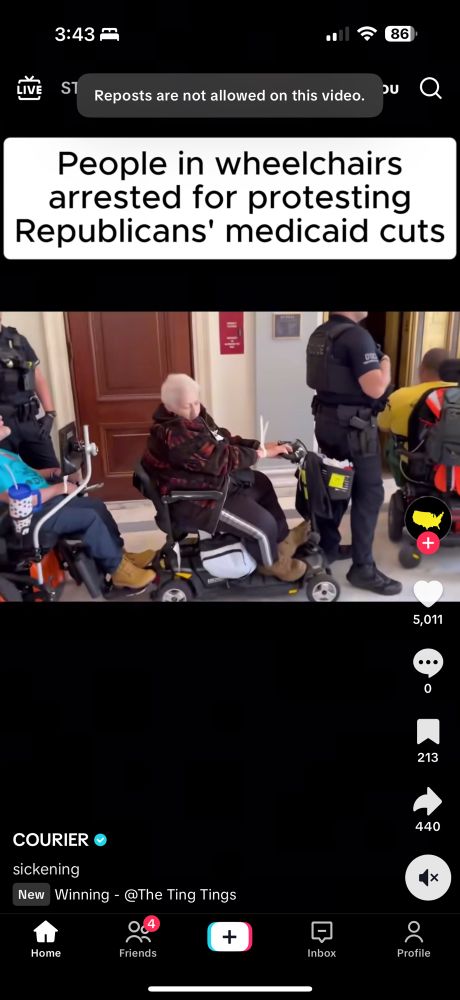 Screenshot from TikTok showing reposts aren't allowed on Meidas Touch's post