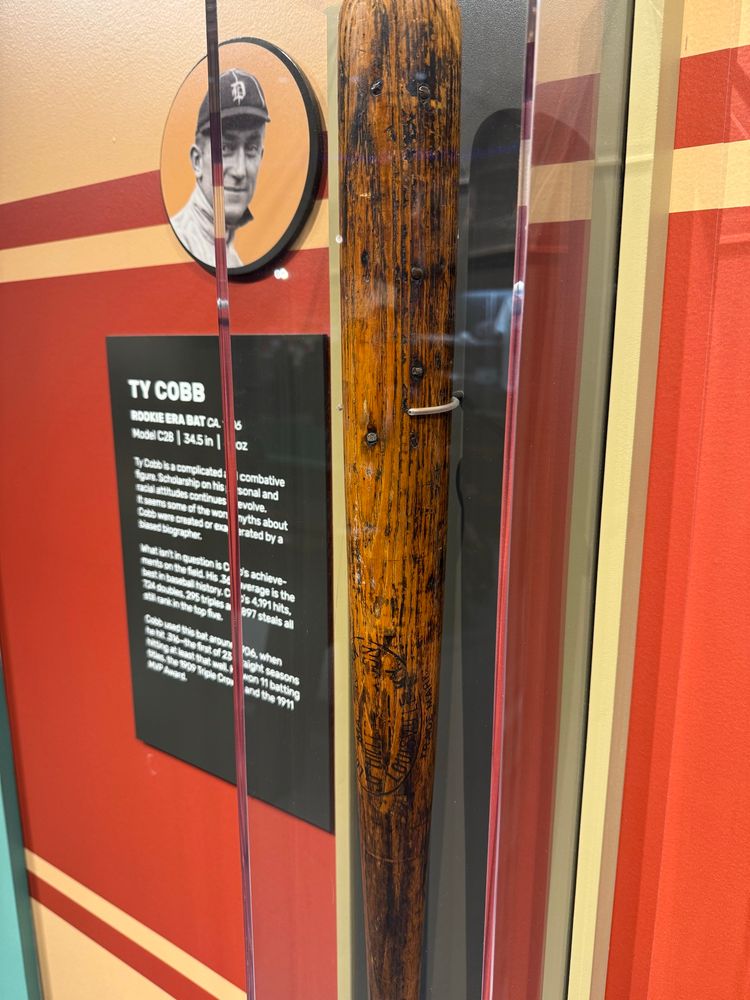 Ty Cobb’s bat. It has nails in it