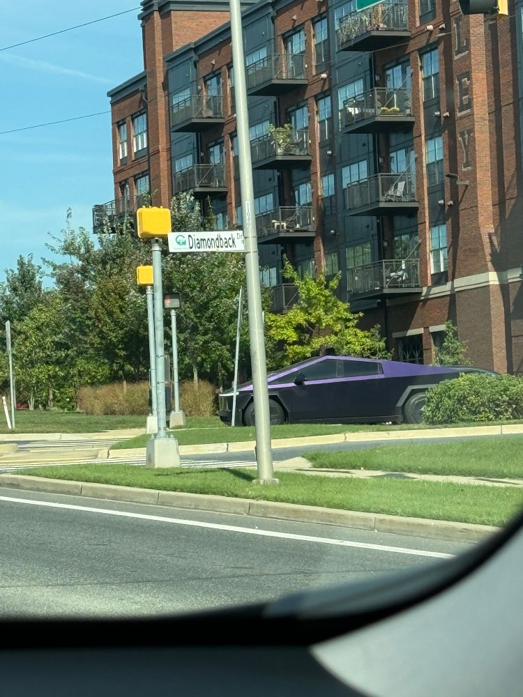A purple cybertruck