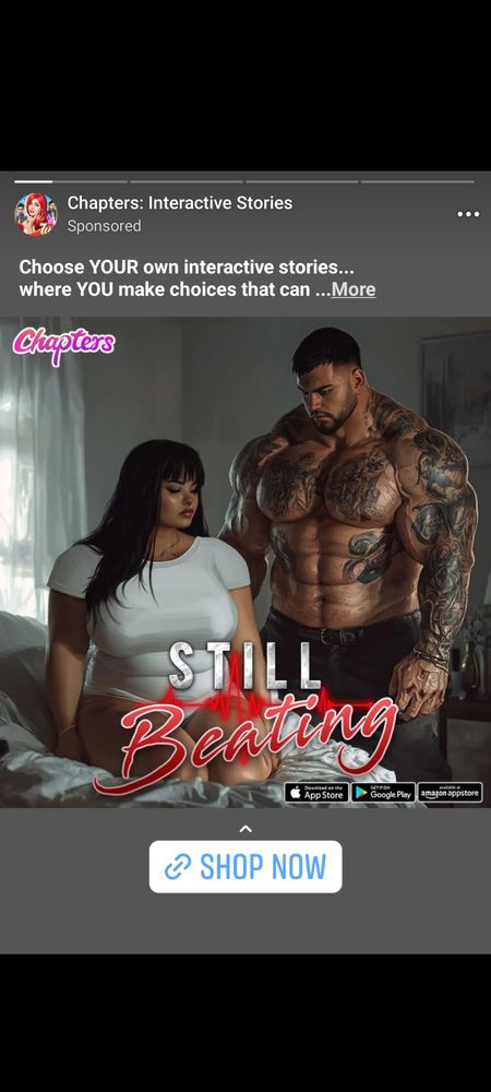 advertisement for a dating sim featuring two clearly AI enhanced people with comically small heads