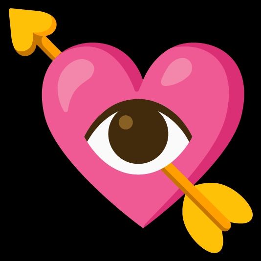 cœur transpercé d'une flèche avec un oeil