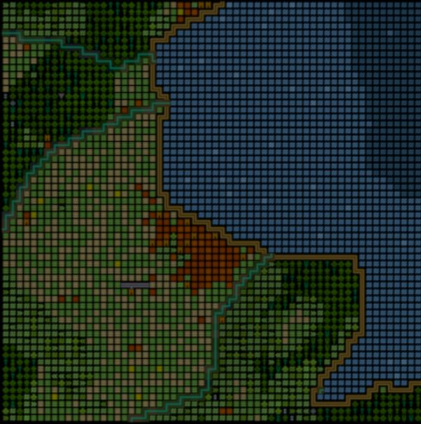 The actual map is text characters. I have blurred it slightly because otherwise the bluesky scaling algorithm does horrible things to it. Red is cities, and that's an airport.