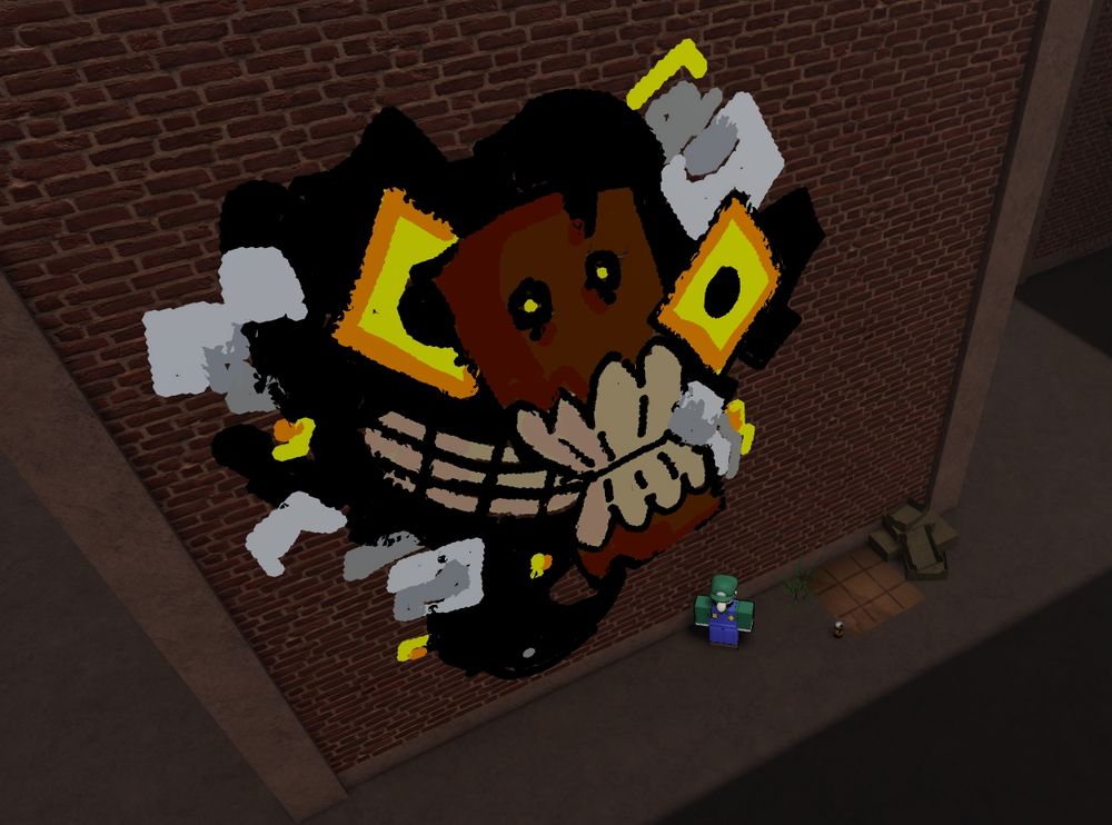 drawing made in roblox of captain loggys head being surrounded by friend
