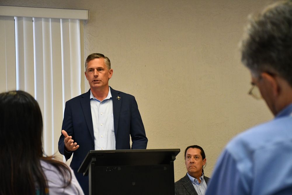 Senator Martin Heinrich speaks at a podium.