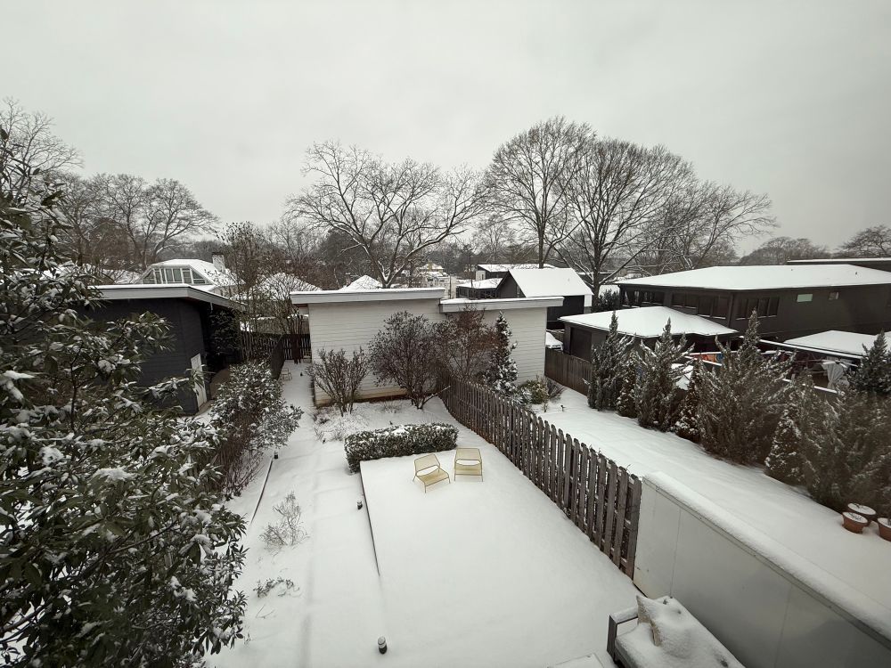 Back yards, covered in snow