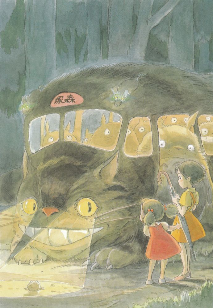 a sketch by Miyazaki of the cat bus in Totoro