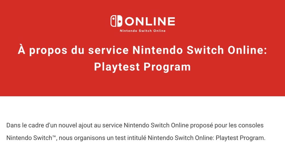 Dès 17h, inscrivez-vous pour participer au Nintendo Switch Online: Playtest Program de Nintendo