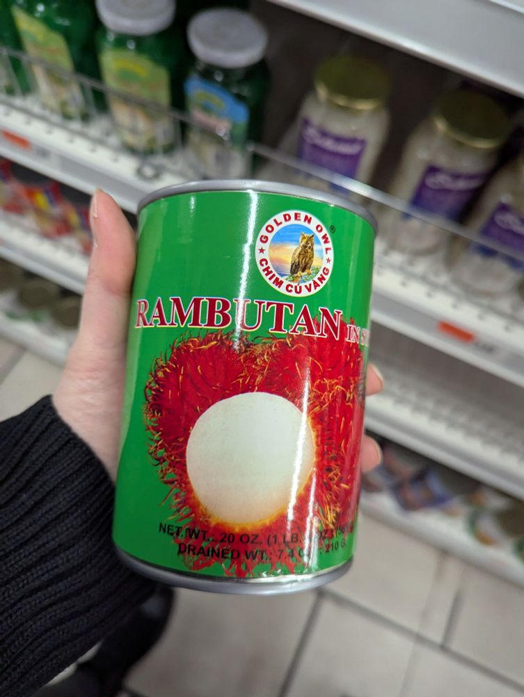canned rambutan (a fruit from Thailand)