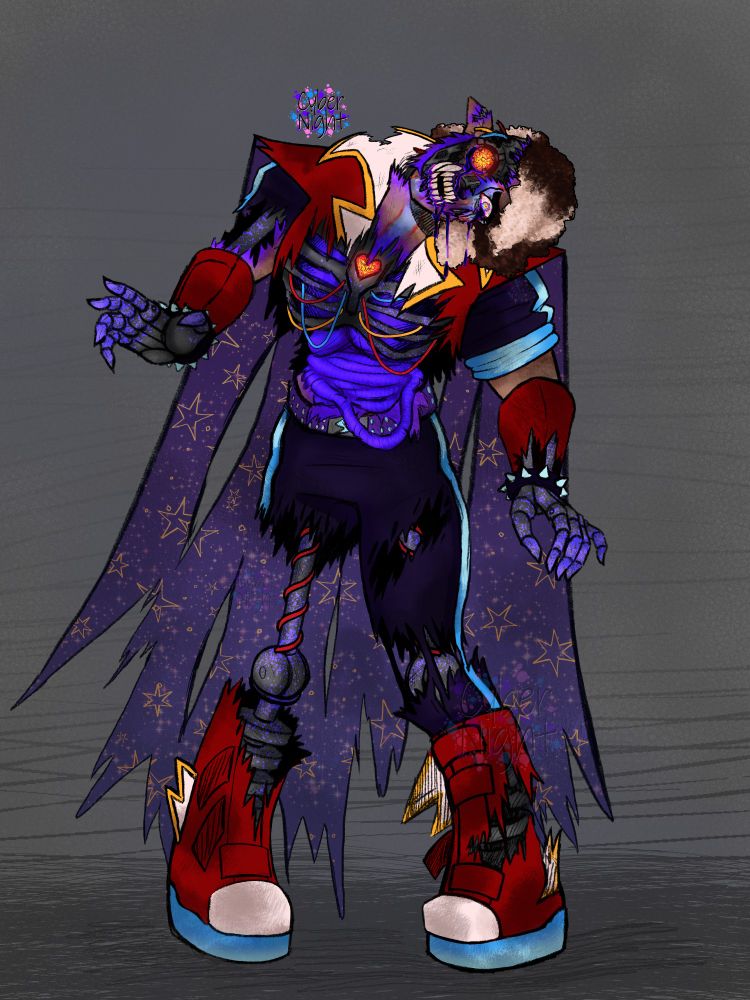 shattered Mercury! Mercury is my fnaf au version of glamrockfreddy, however he is technically Freddy jr. from freddy in space 2.