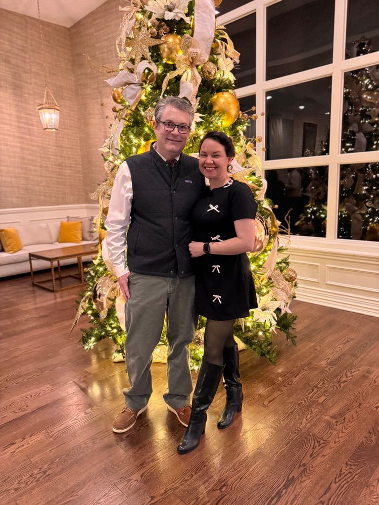 Two fancy people at a fancy engagement. 