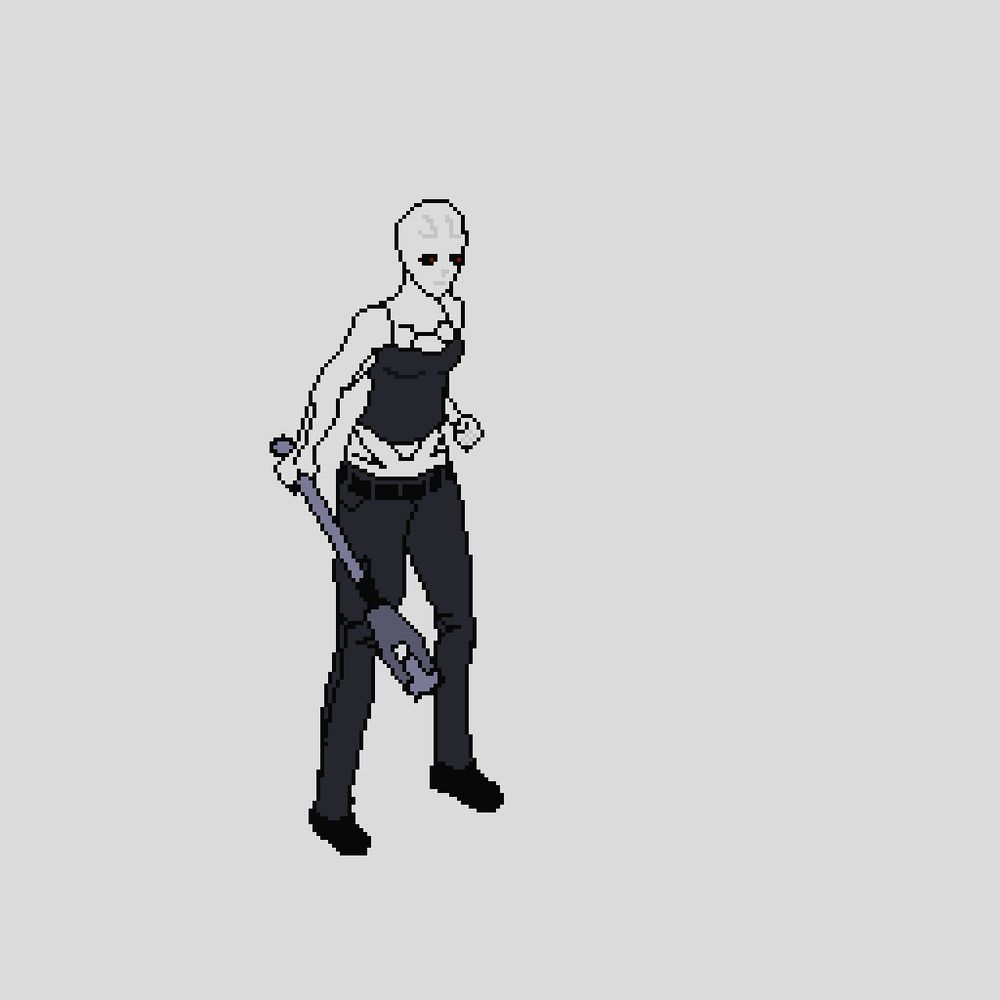 A pale, menacing looking version of the character ( not what I was going for )