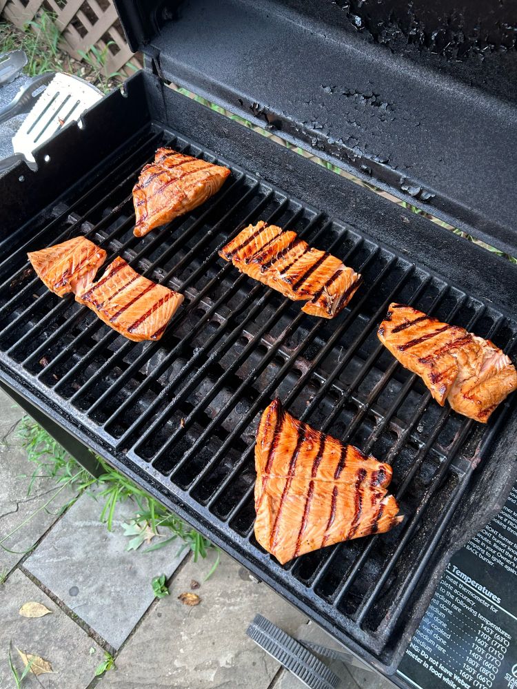 Salmon on a grill