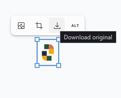 Screenshot of the tldraw.com UI. A SVG is selected. A context menu offers to download the original file.