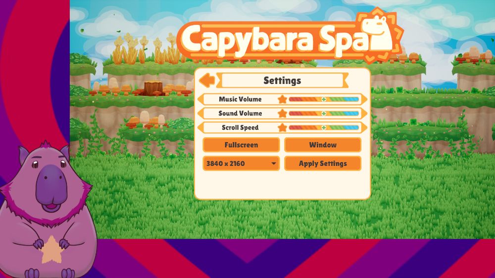 screenshot of capybara vtuber in front of capybara game 