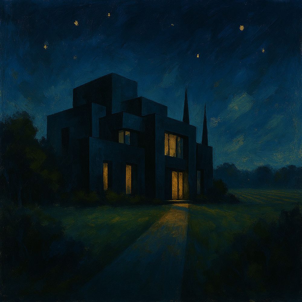 a modern home at night