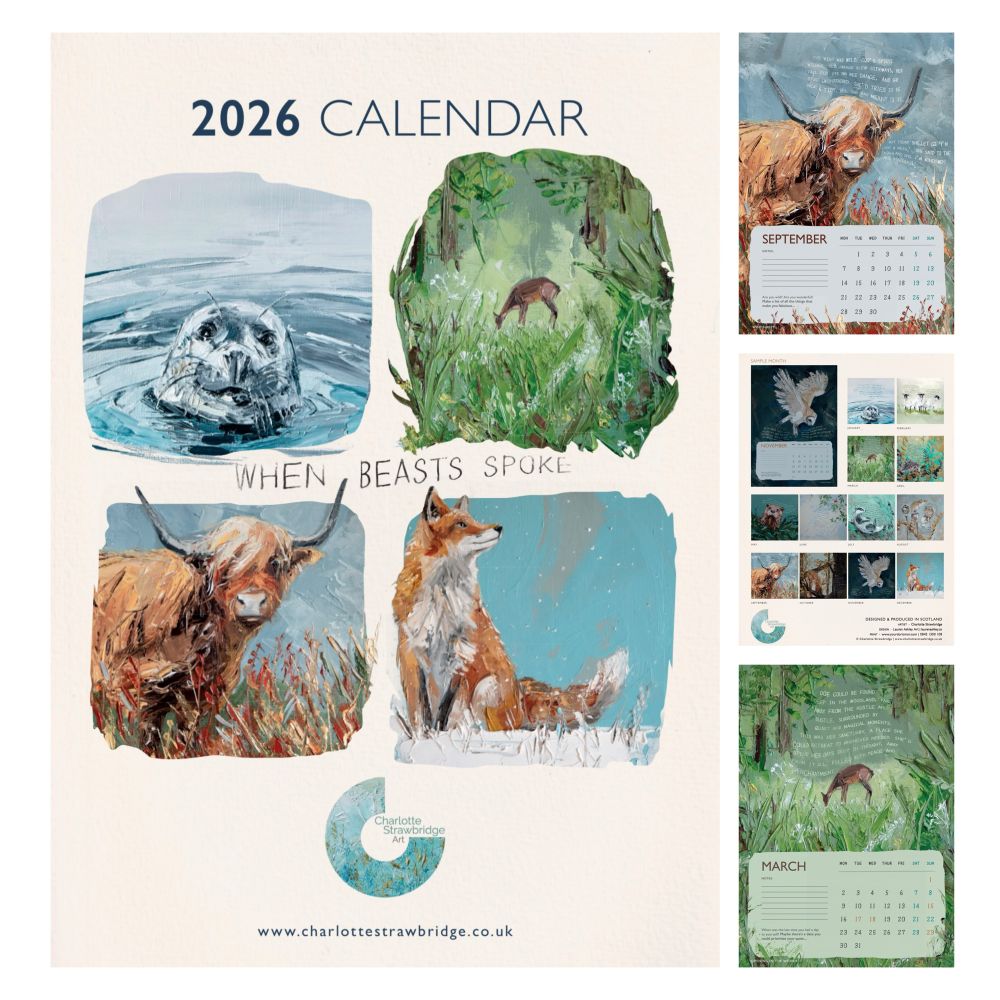 Sample images of my 2026 When Beasts Spoke Calendar 