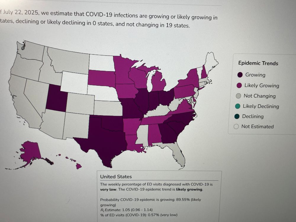 CDC Covid Epidemic growth trends, 89.55% likely increasing levels of Covid. 