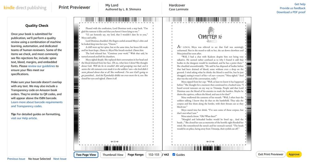 Amazon print preview screenshot, showing the page layout with the printed edges