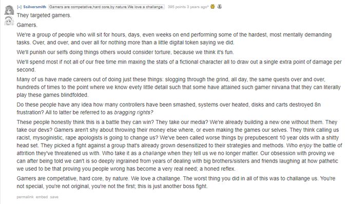 The “They Targeted Gamers” copypasta