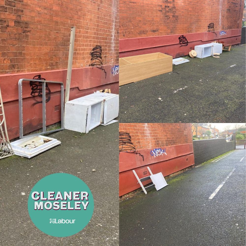 Images of various items flytipped on a local cul de sac.