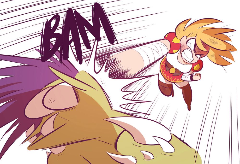 Erika donne un coup de poing