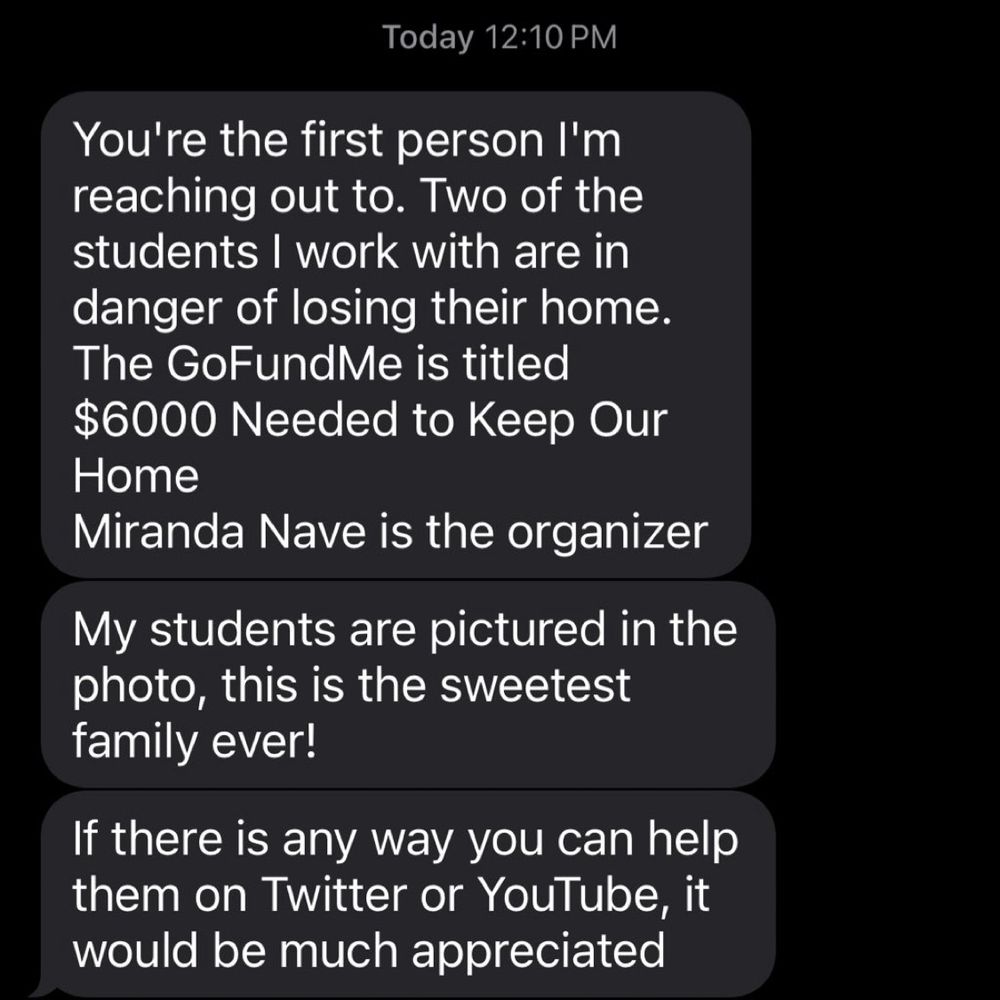 Text conversation with Jake’s mom