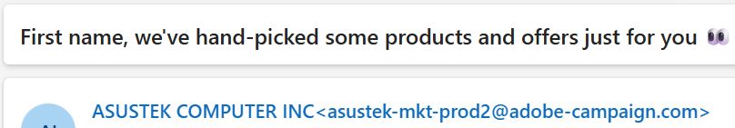 Screenshot of email headed: First name, we've hand-picked some products and offers just for you.