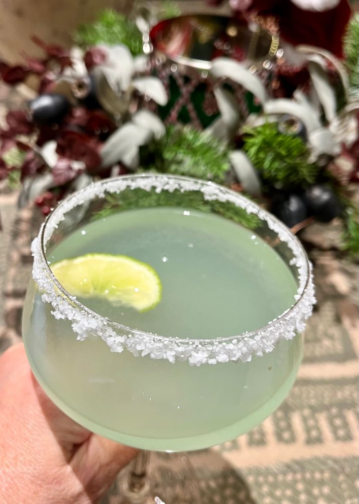 Margarita with lime and salt rim