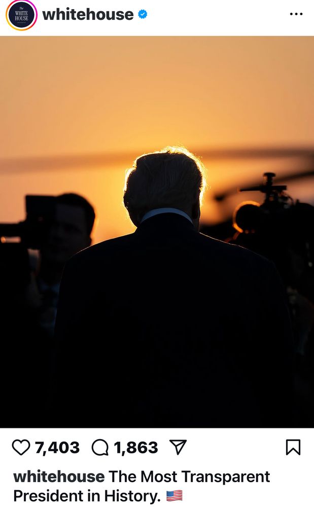 Silhouette of President with the text claiming to have the most transparency administration 