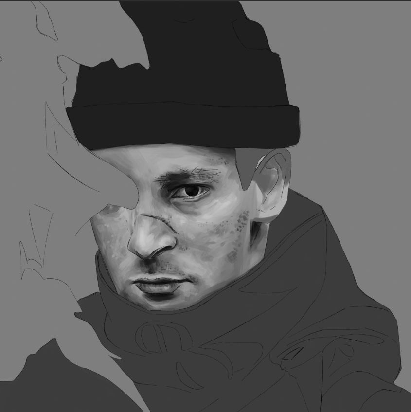 in progress drawing of tyler joseph