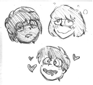 A set of sketches of faces with different hypnotized expressions.